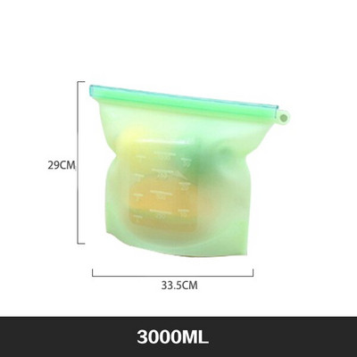 Extra nagy 4000 ml-es szilikon élelmiszer-megtakarító zacskók Újrahasználható szilikon élelmiszertároló táska Szendvics, folyékony, uzsonna, hús, zöldség