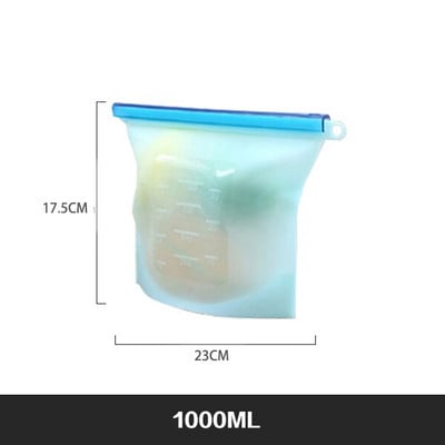 Extra nagy 4000 ml-es szilikon élelmiszer-megtakarító zacskók Újrahasználható szilikon élelmiszertároló táska Szendvics, folyékony, uzsonna, hús, zöldség