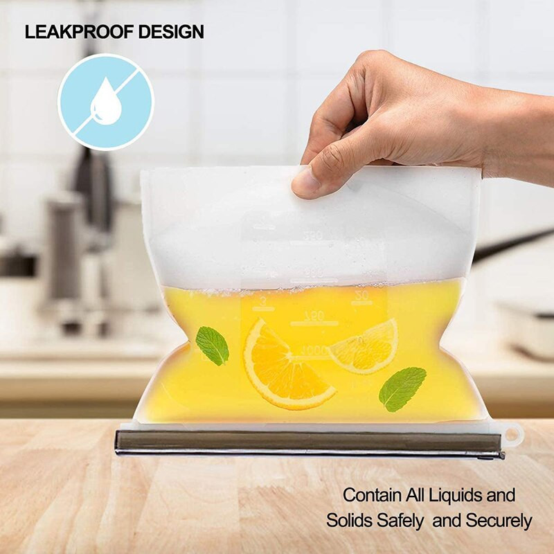 Extra nagy 4000 ml-es szilikon élelmiszer-megtakarító zacskók Újrahasználható szilikon élelmiszertároló táska Szendvics, folyékony, uzsonna, hús, zöldség