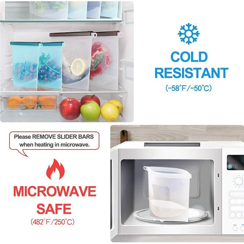 Extra nagy 4000 ml-es szilikon élelmiszer-megtakarító zacskók Újrahasználható szilikon élelmiszertároló táska Szendvics, folyékony, uzsonna, hús, zöldség