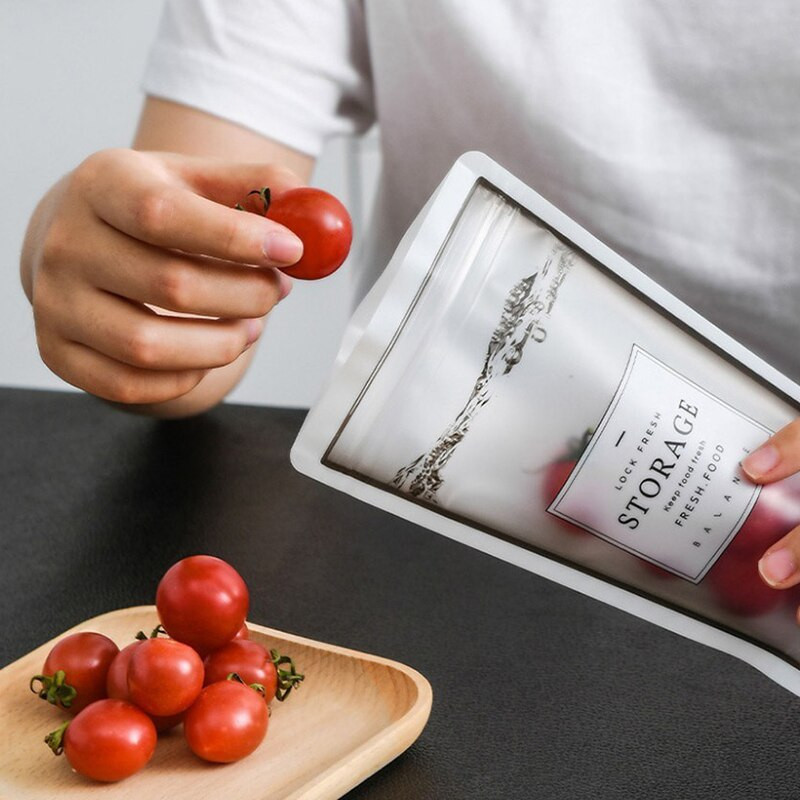 4 DB / 8 DB / 12 DB Snack tároló táska Háztartási hordozható nedvességálló keksz cukorka gyümölcs zárt tároló Utazási élelmiszer választék