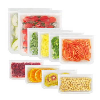 Силиконови контейнери за съхранение на храна Чанти за многократна употреба за съхранение на храна Чанти за обяд Изправена чанта с цип и чаша Непропускливи контейнери за прясна храна