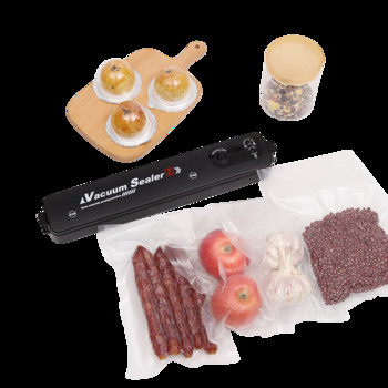 220V Домакинска машина за вакуумно запечатване на храни, машина за опаковане на храни, запечатващо фолио, вакуумна опаковка с 10 бр. вакуумни торби, кухненски инструмент, щепсел за ЕС