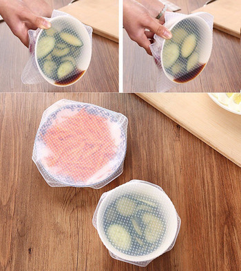 YDEAPI 1 брой Food Grade Keeping Food Hygienic Wrap за многократна употреба Силно разтегливи силиконови опаковки за храна Seal Vacuum Cover Stretch Lid