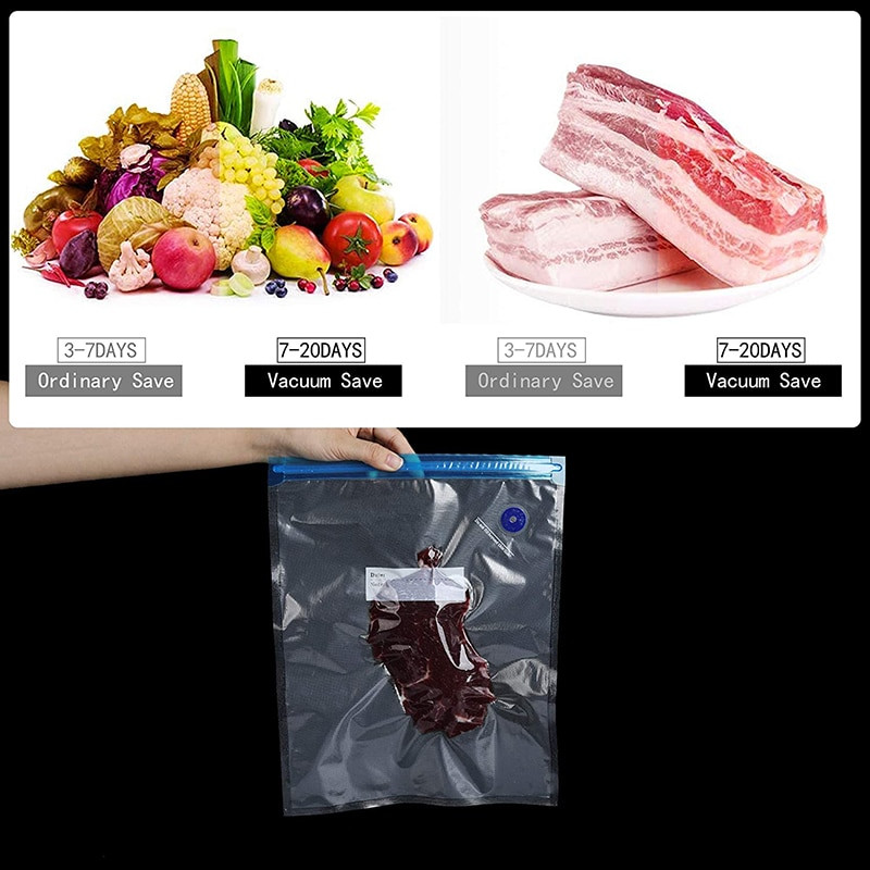 Vákuumos tömítőtáska Élelmiszertároló tömítőtáska Tartsa frissen az élelmiszereket a mini automatikus kompressziós vákuumszivattyús gyümölcsszervező konyhai eszközhöz