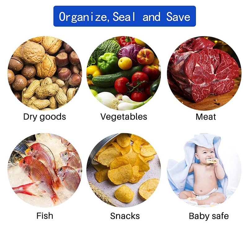 Vákuumos tömítőtáska Élelmiszertároló tömítőtáska Tartsa frissen az élelmiszereket a mini automatikus kompressziós vákuumszivattyús gyümölcsszervező konyhai eszközhöz