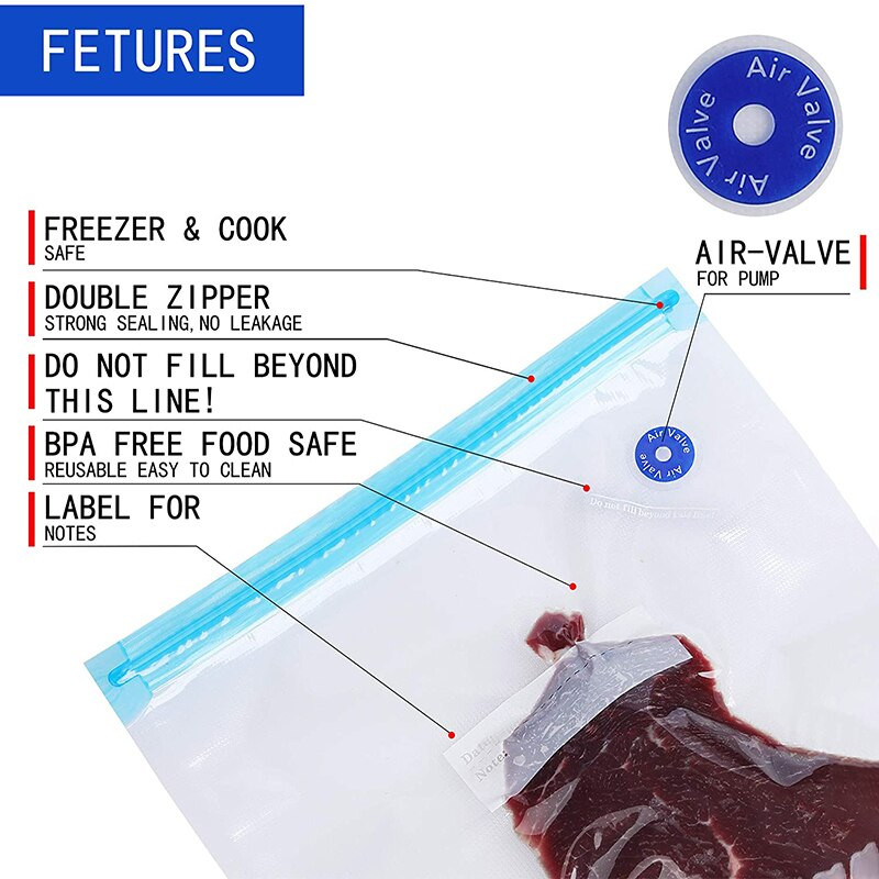 Vákuumos tömítőtáska Élelmiszertároló tömítőtáska Tartsa frissen az élelmiszereket a mini automatikus kompressziós vákuumszivattyús gyümölcsszervező konyhai eszközhöz