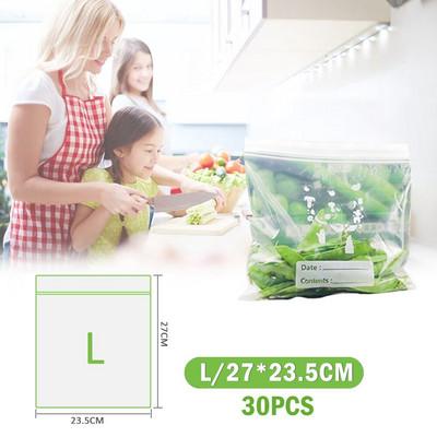 17/20/30/40db Újrafelhasználható friss cipzáras táska fagyasztó melegítő étel Saran Wrap Tárolótáska Zip Lock Poly táskák Konyhai kiegészítők