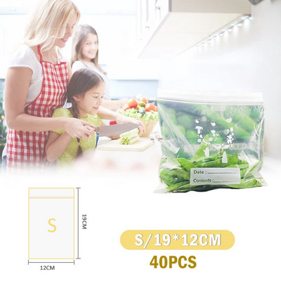 17/20/30/40db Újrafelhasználható friss cipzáras táska fagyasztó melegítő étel Saran Wrap Tárolótáska Zip Lock Poly táskák Konyhai kiegészítők
