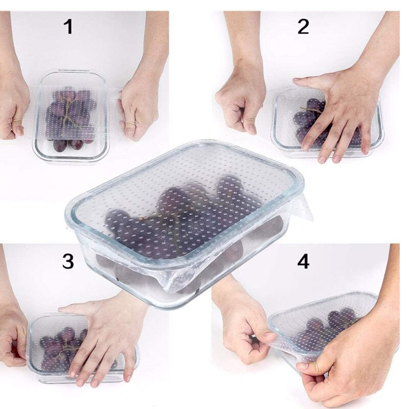 Huse din silicon pentru boluri Reutilizabile pentru alimente proaspete Păstrarea învelișului Capac sigilat folie elastică pentru vacuum Bol pentru ambalaj alimente Accesorii de bucătărie