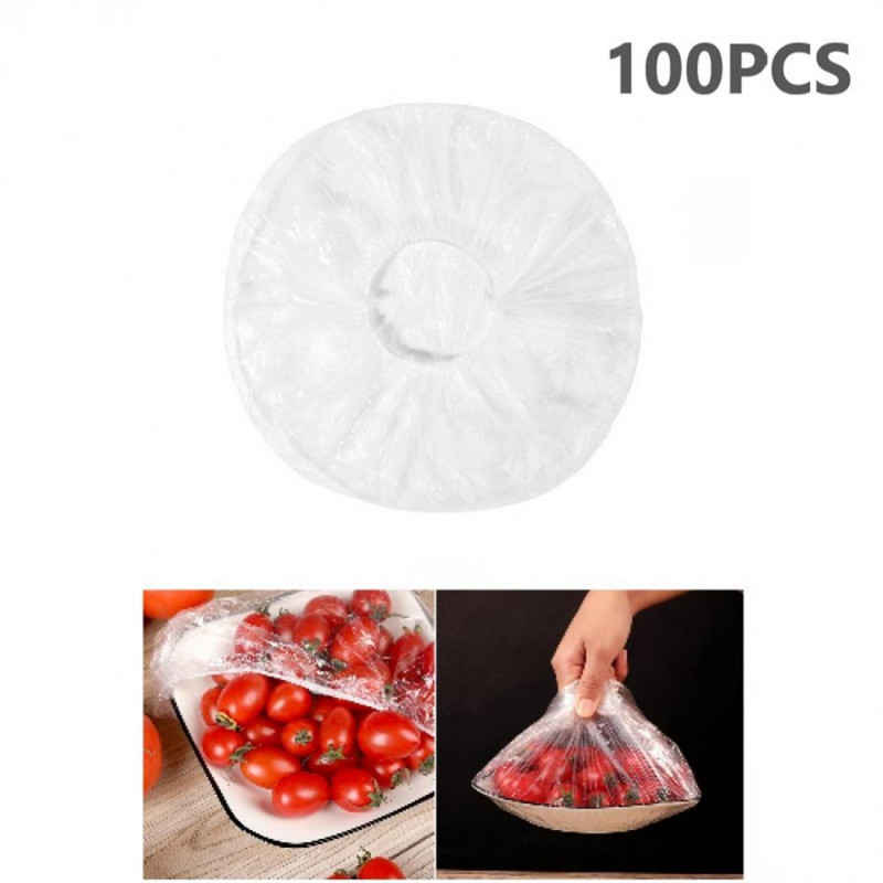 100db Eldobható Élelmiszer Huzat Konyhai Hűtőszekrény Gyümölcs Élelmiszer Stretch Maradékok Védelem Vékony porálló tálak Csésze Kupak Táska