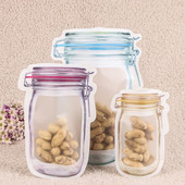 5 bucăți sac de depozitare pentru frigider, borcan Mason, geantă cu fermoar, reutilizabilă, cu fermoar superior, geantă pentru congelator, rezistentă la scurgeri, sac de depozitare cu fermoar pentru bucătărie