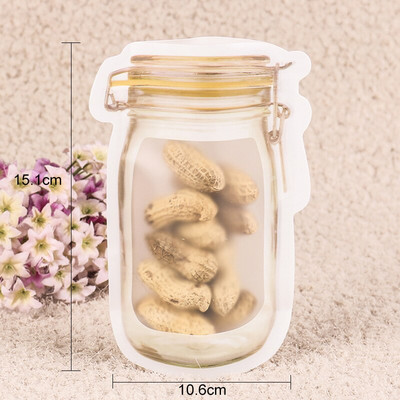 5 bucăți sac de depozitare pentru frigider, borcan Mason, geantă cu fermoar, reutilizabilă, cu fermoar superior, geantă pentru congelator, rezistentă la scurgeri, sac de depozitare cu fermoar pentru bucătărie