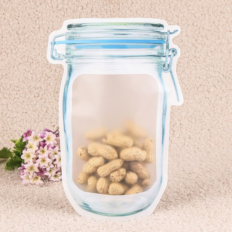 5 bucăți sac de depozitare pentru frigider, borcan Mason, geantă cu fermoar, reutilizabilă, cu fermoar superior, geantă pentru congelator, rezistentă la scurgeri, sac de depozitare cu fermoar pentru bucătărie