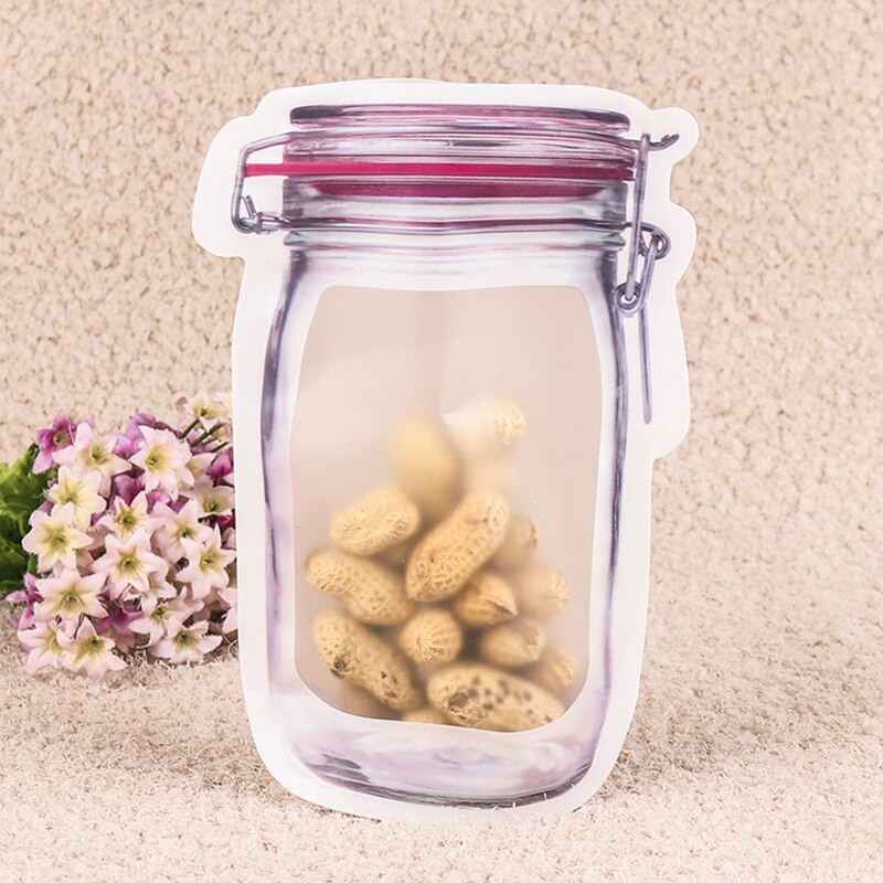 5 bucăți sac de depozitare pentru frigider, borcan Mason, geantă cu fermoar, reutilizabilă, cu fermoar superior, geantă pentru congelator, rezistentă la scurgeri, sac de depozitare cu fermoar pentru bucătărie