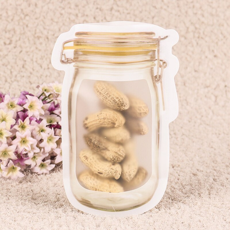 5 bucăți sac de depozitare pentru frigider, borcan Mason, geantă cu fermoar, reutilizabilă, cu fermoar superior, geantă pentru congelator, rezistentă la scurgeri, sac de depozitare cu fermoar pentru bucătărie