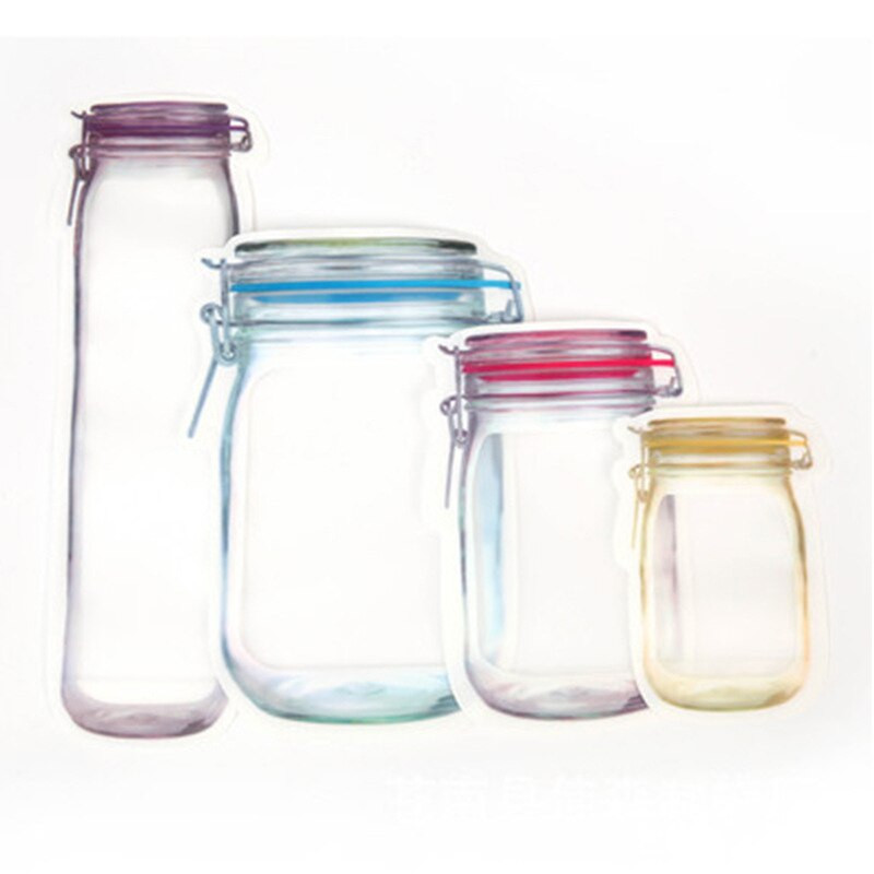 5 bucăți sac de depozitare pentru frigider, borcan Mason, geantă cu fermoar, reutilizabilă, cu fermoar superior, geantă pentru congelator, rezistentă la scurgeri, sac de depozitare cu fermoar pentru bucătărie