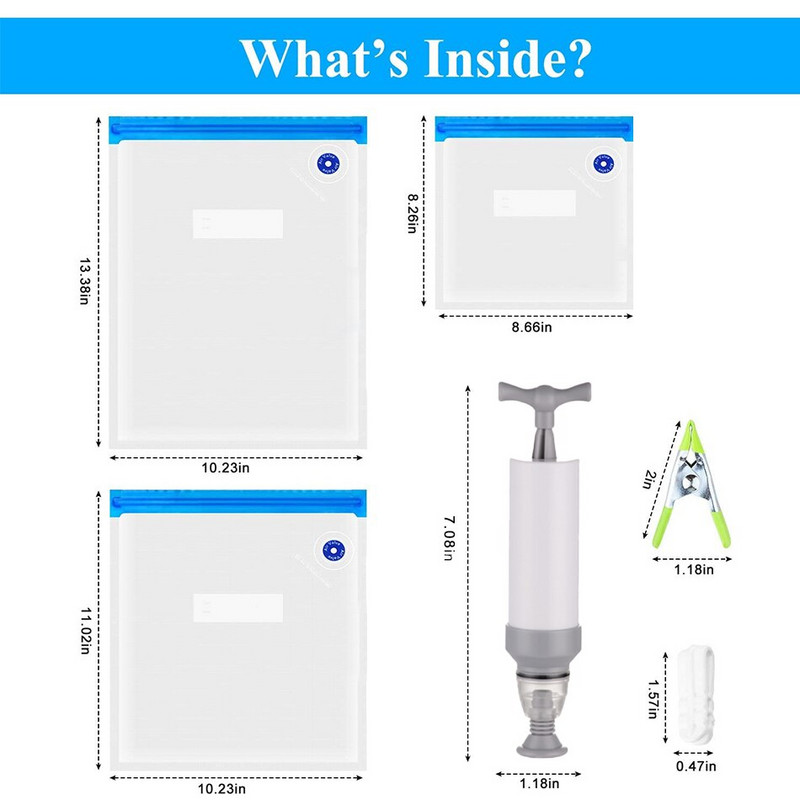 Maisto suspaudimo talpykla, skirta šaldytuvo laikymo viryklėms, namų ūkiui šviežumo su vakuuminiu rankiniu siurbliu vakuuminio sandariklio maišeliai