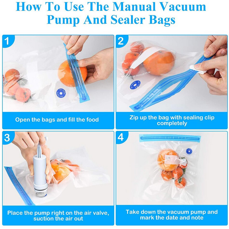 Maisto suspaudimo talpykla, skirta šaldytuvo laikymo viryklėms, namų ūkiui šviežumo su vakuuminiu rankiniu siurbliu vakuuminio sandariklio maišeliai