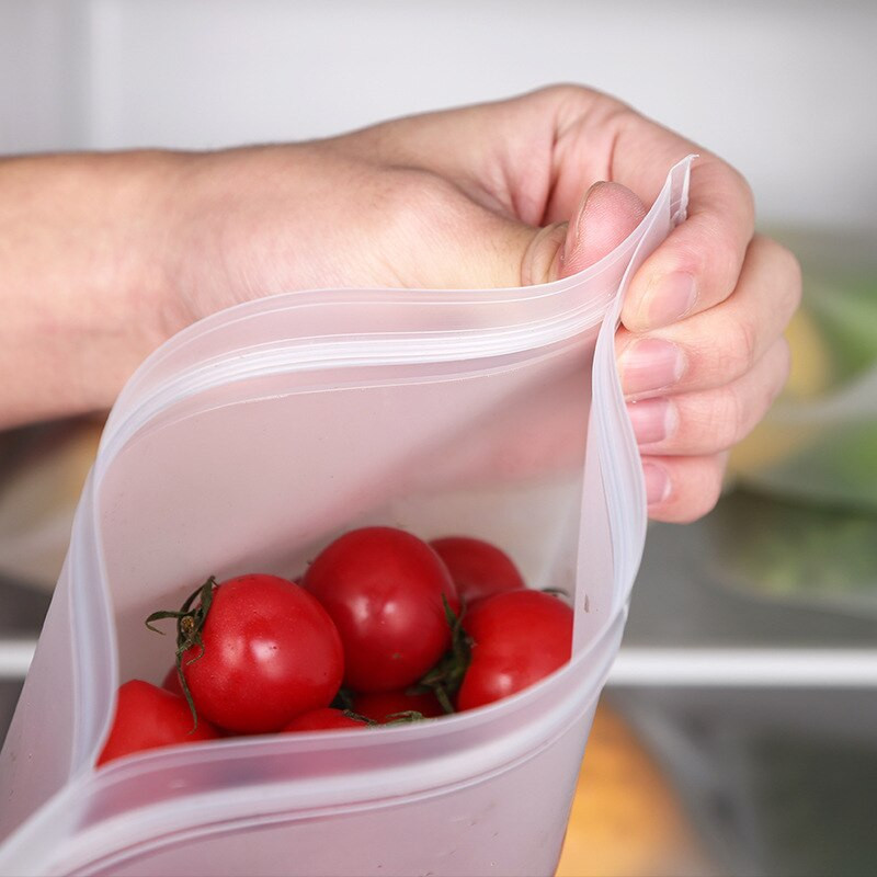 Újrafelhasználható cipzáras táska konyhai rendszerező és tároló konténer Környezetbarát termékek Átlátszó gyümölcs Snack Cukortáska Pecsétzsák