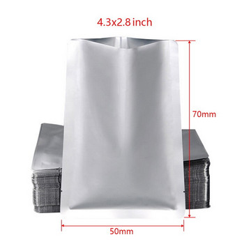 100 Pack Ασημένια αλουμινόχαρτο τσάντα αλουμινίου αλουμινίου αλουμινόχαρτο Mylar bag Τσάντα αποθήκευσης υψηλής θερμοκρασίας ανθεκτική στην υγρασία Εργαλείο κουζίνας σπιτιού