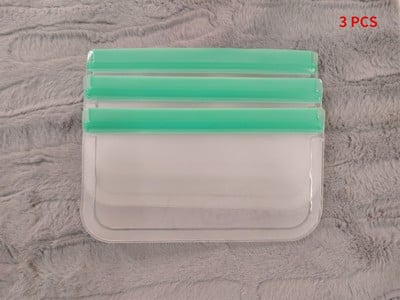 3 vnt. Daugkartinio naudojimo silikoniniai maisto maišeliai Užsandarinami nepralaidūs laikymo konteineriai Daugkartinio naudojimo maišelis su užtrauktuku Bolsas De Plastico maisto saugykla