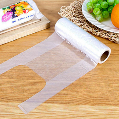 100PCS Transpare Roll Fresh-keeping Bags Ψυγείο Food Saver Τσάντα αποθήκευσης τροφίμων Τσάντες αποθήκευσης με λαβή