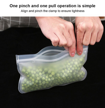 Силиконови контейнери за съхранение на храна Непропускливи контейнери Многократно изправена чанта с цип и затворена чаша Торба за прясна чанта Чанта за съхранение на храна Fresh Wrap