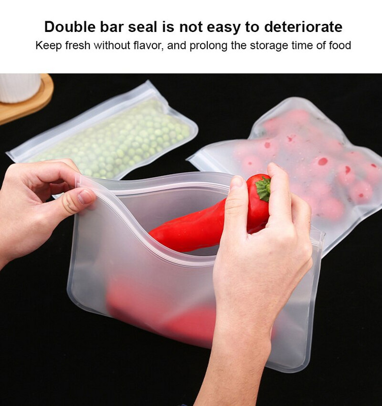 Szilikon élelmiszertároló konténerek Szivárgásmentes tárolóedények Újrafelhasználható, cipzárral zárható táska csésze friss táska élelmiszer tároló táska friss csomagolás