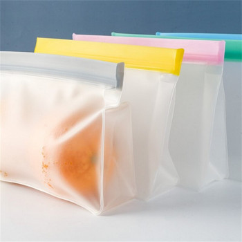 Многократно използваеми силиконови контейнери за съхранение на храна Непропускливи контейнери Изправена чанта с цип, затворена чаша, прясна чанта, чанта за съхранение на храна, прясна опаковка