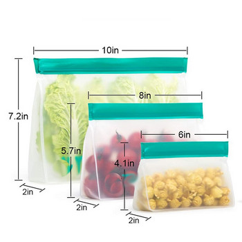Прозрачен кухненски органайзер от 1 бр. Запечатване на пресни торби PEVA Чанта за съхранение на храна за сандвичи Плодове Зеленчуци с цип за многократна употреба