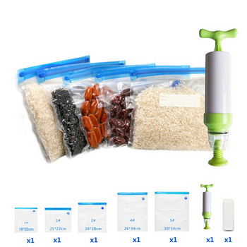 1PC чанта Ръчна помпа Ръчна вакуумна уредба за храна Sous Vide 5 размера Чанти с цип
