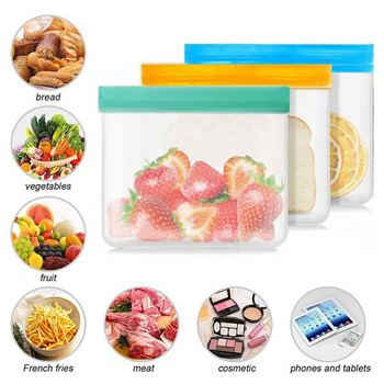 Силиконова чанта за храна Многократна чанта за свежест Запечатана чанта за плодове и зеленчуци Устойчива на течове торба за съхранение на храна Чанта с цип