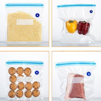 Въздушна вакуумна компресирана торбичка за многократна употреба Вакуумна торбичка Органайзер за храна с прозрачни запечатани торбички за съхранение Чанти за фризер Кухненско съхранение