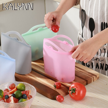 Хранителна силиконова чанта за съхранение на храна Многократно използваеми торби с цип за съхранение на храна Херметично запечатана чанта за съхранение на плодове и зеленчуци, безопасна за микровълнова