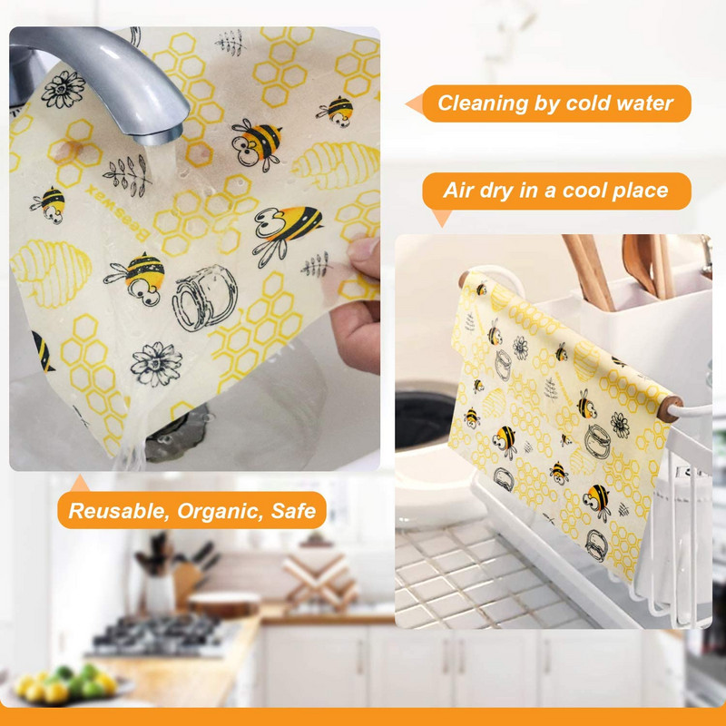 Újrafelhasználható méhviasz élelmiszercsomagoló tekercs, hulladékmentes, környezetbarát, fenntartható, rugalmas fedőfedő tömítő élelmiszer-tároló snack-csomagolások 100x33 cm