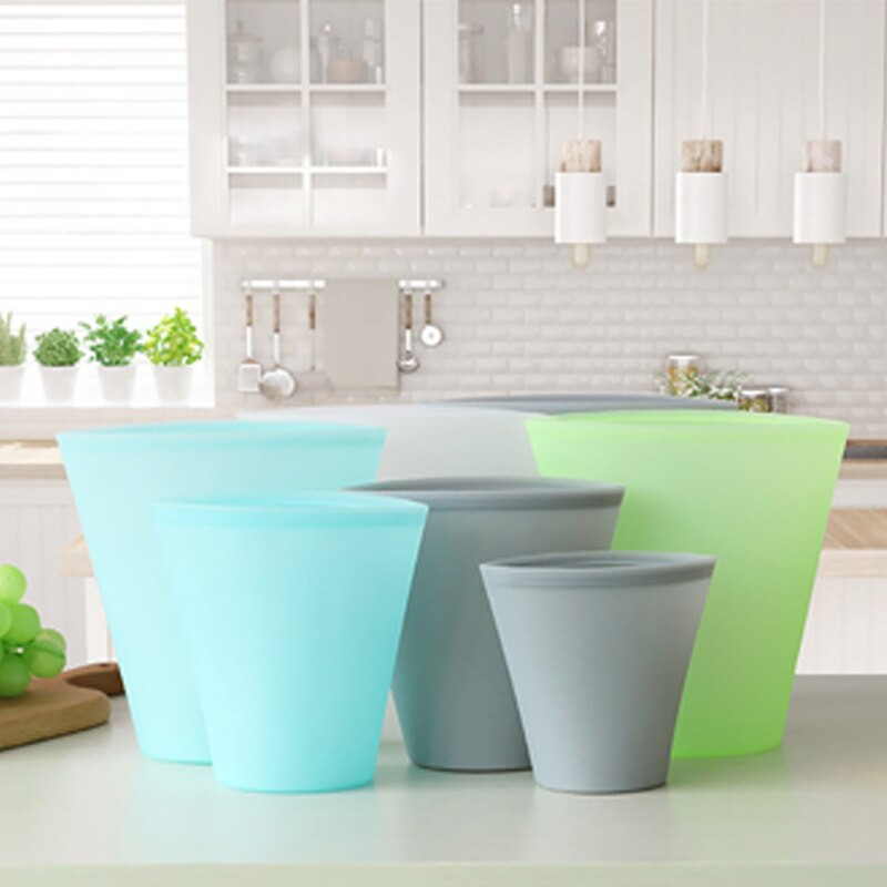 Újrafelhasználható szilikon frissen tárolható táska Vákuumos tárolás Élelmiszer csomagolt edények Hűtőszekrény Álló Cipzáras Tartósítás Szivárgásmentes csomagolás