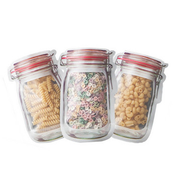 4Pcs за многократна употреба Mason Jar бутилки чанти ядки бонбони бисквитки чанта водоустойчив печат чанта за съхранение на прясна храна закуски кухненски органайзер чанти