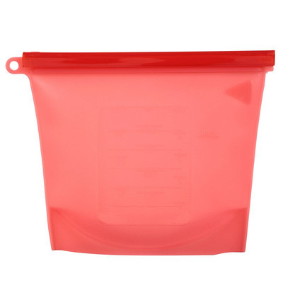 1500 ml/1000 ml / 500 ml újrafelhasználható szilikon élelmiszertáska Ziplock táska gyümölcs hús tej tároló edény Hűtőszekrény friss zacskók rendszerező
