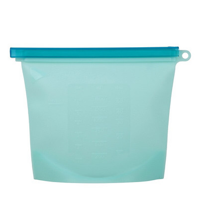 1500 ml/1000 ml / 500 ml újrafelhasználható szilikon élelmiszertáska Ziplock táska gyümölcs hús tej tároló edény Hűtőszekrény friss zacskók rendszerező
