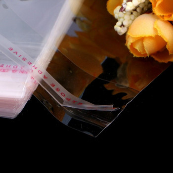 100 бр. Пластмасова прозрачна OPP самозалепваща се торбичка за запечатване Многократно затваряща се полиетиленова торбичка за Направи си сам ръчно правене на бисквитки, бонбони, картичка, обеца, пръстен за коса, подарък