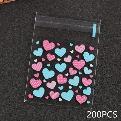 100 bucăți pungi de plastic transparente pentru ambalare legături pentru pungi pentru bomboane, biscuiți, pentru ambalaj de Crăciun, nuntă, petrecere de naștere, saci cadou