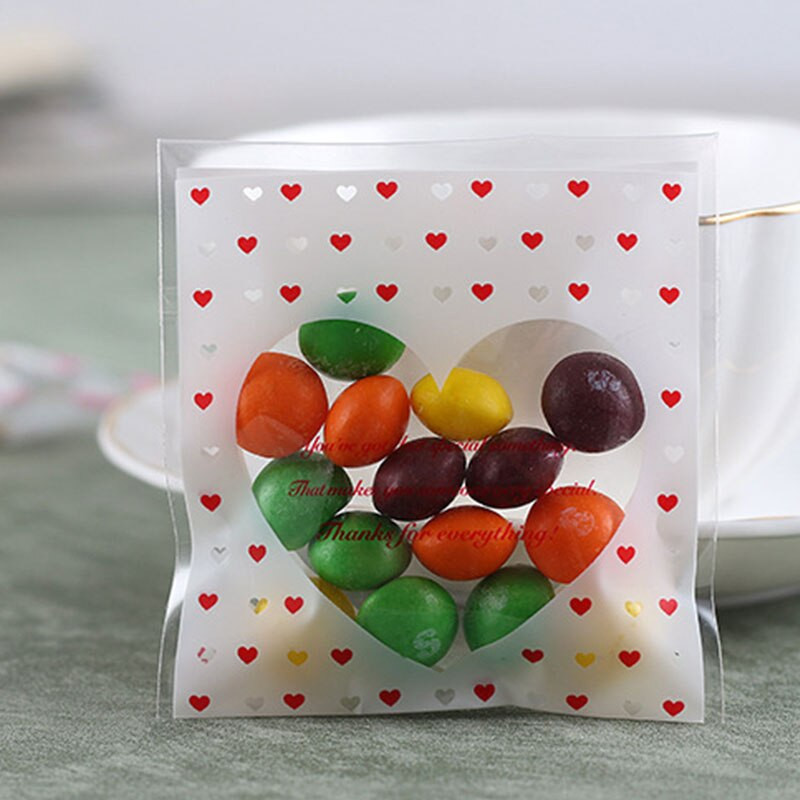 100 bucăți pungi de plastic transparente pentru ambalare legături pentru pungi pentru bomboane, biscuiți, pentru ambalaj de Crăciun, nuntă, petrecere de naștere, saci cadou