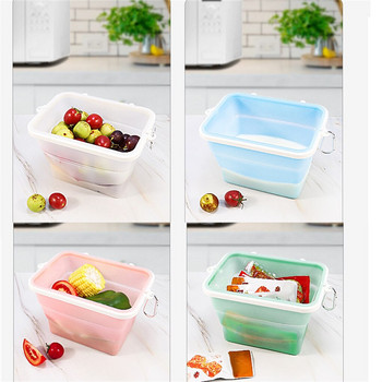Сгъваема силиконова чанта за съхранение на храна Непропускливи контейнери за многократна употреба Зеленчуци Плодове Микровълнова печка Отопление Поставка за обяд