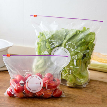 10 τμχ PVC φρέσκια τσάντα φύλαξης για φρούτα λαχανικών Αποθήκευση συντήρησης κατάψυξης Σφραγισμένες σακούλες με φερμουάρ Εργαλεία οργάνωσης τροφίμων κουζίνας