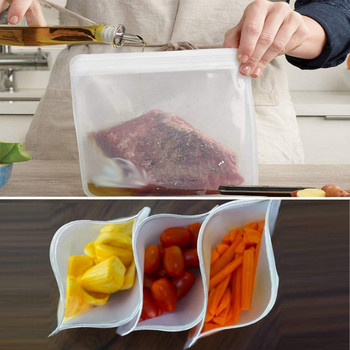 10 τμχ Τσάντα αποθήκευσης τροφίμων σιλικόνης PEVA Επαναχρησιμοποιήσιμη τσάντα κατάψυξης στεγανή επάνω τσάντα με φερμουάρ Τσάντες οργάνωσης κουζίνας Τσάντα φρεσκάδας