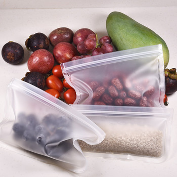 1 бр. Чанта за съхранение на храна Силиконов херметичен контейнер Чанти за многократна употреба с цип Прозрачна домашна чанта с цип Fresh Bag Организирана чанта за съхранение на храна