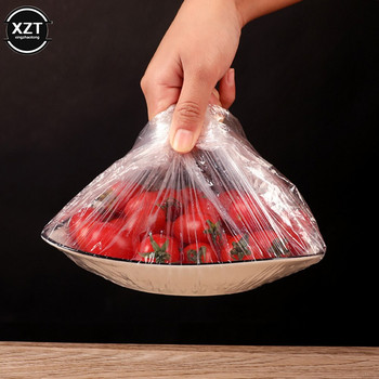 100 бр./лот еднократен капак за храна пластмасова обвивка еластичен капак за храна за купи с плодове чаши капачки за съхранение кухненска чанта за съхранение на свежест
