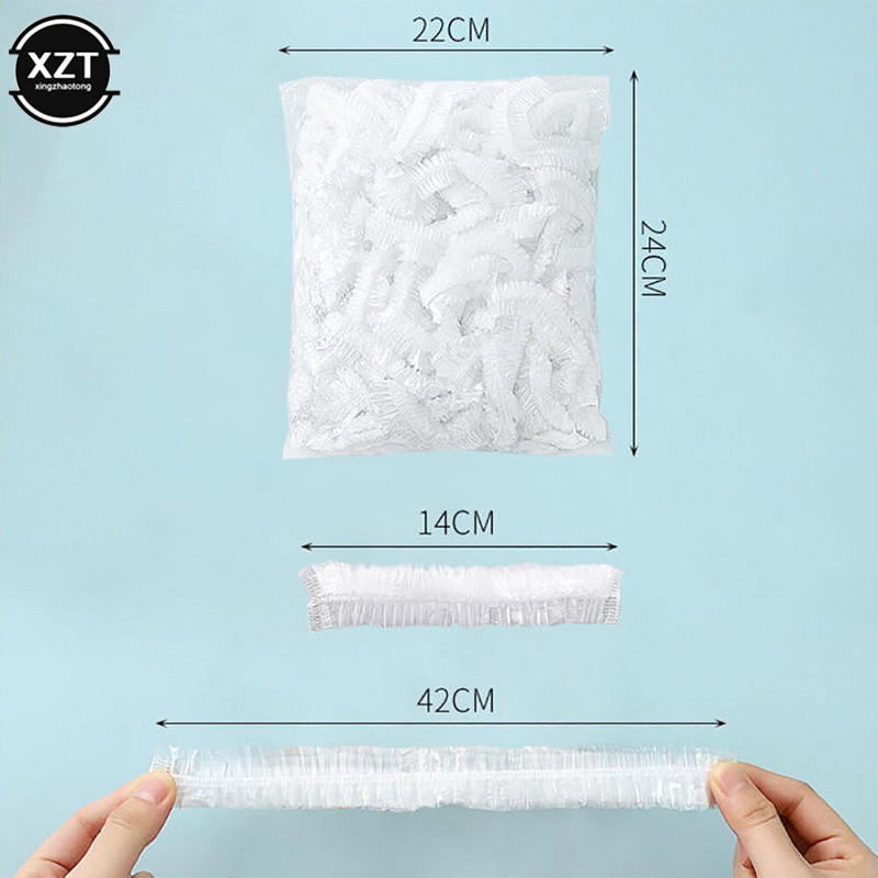 100 vnt./stal. Vienkartinis maisto dangtelis plastikinis įvynioklis Elastingi maisto dangteliai vaisių dubenims Puodeliai Dangteliai Sandėliavimas Virtuvė Šviežiai laikomas taupymo maišelis