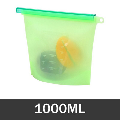 1000 ml 1500 ml újrafelhasználható szilikon tároló táska szilikon élelmiszer tároló zacskók élelmiszerekhez tömítés Ziplock fagyasztó sütés friss zacskók